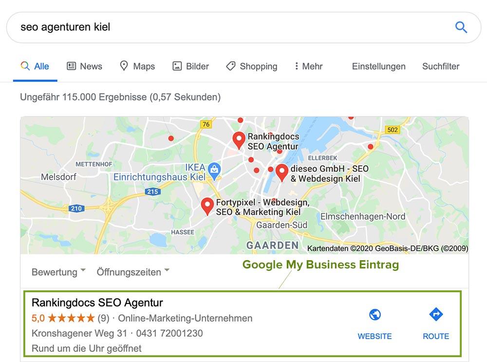 google my business eintrag
