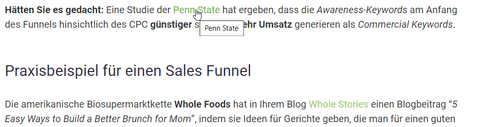 Ein ausgehender Link zur Penn State, da Information einer Studie aus dieser Quelle genutzt wurden.