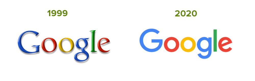 Altes und aktuelles Google Logo im Vergleich