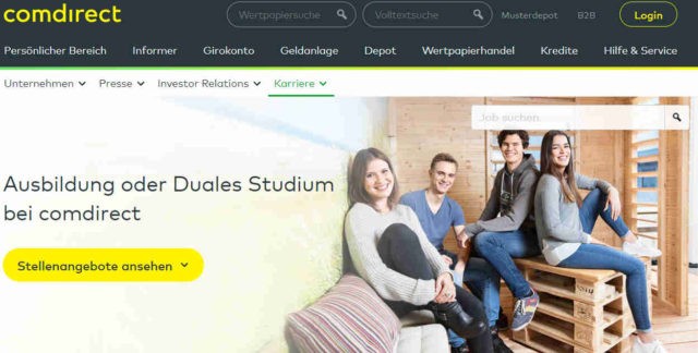 Ausbildungsportal der comdirect bank
